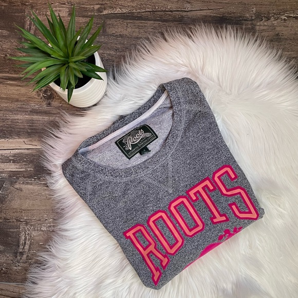 Roots sweatshirt with raw edge - pink lettering - Picture 8 of 8